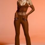Petite Split Flare Trousers in Brown - Image 4