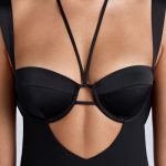 Cowl-Neck A-Line Mini Dress in Black - Image 4