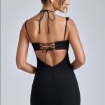 Cowl-Neck A-Line Mini Dress in Black - Image 8