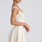 Modal Asymmetric Lace-Trim A-Line Mini Dress in Ivory - Image 3