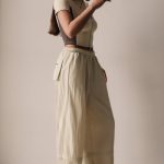 Convertible Wide Leg Track Pants in Bone