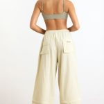 Convertible Wide Leg Track Pants in Bone - Image 2