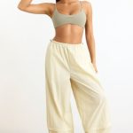Convertible Wide Leg Track Pants in Bone - Image 6