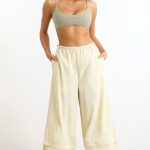 Convertible Wide Leg Track Pants in Bone - Image 7