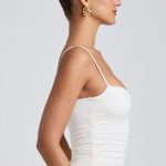 Modal Ruched Layered Tank Top in White - Image 3