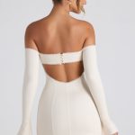 Modal Off-Shoulder Lace-Trim Mini Dress in Ivory - Image 2