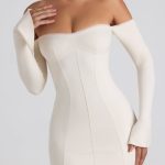 Modal Off-Shoulder Lace-Trim Mini Dress in Ivory - Image 4