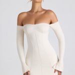 Modal Off-Shoulder Lace-Trim Mini Dress in Ivory - Image 5