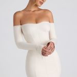 Modal Off-Shoulder Lace-Trim Mini Dress in Ivory - Image 6