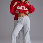 Petite Relaxed Mid-Rise Joggers in Grey Marl - Image 3