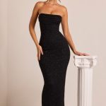 Embellished Bandeau Cowl Neck Maxi Dress in Black - Image 9