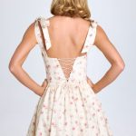 Ruched Corset Mini Dress in Small Rose Print - Image 3