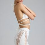 Embellished Mid-Rise Mini Skirt in Ivory - Image 3