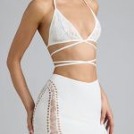 Embellished Mid-Rise Mini Skirt in Ivory - Image 5