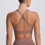Soft Active V-Neck Sports Bra in Mocha
