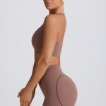 Soft Active V-Neck Sports Bra in Mocha - Image 3