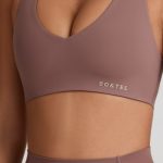 Soft Active V-Neck Sports Bra in Mocha - Image 5