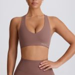 Soft Active V-Neck Sports Bra in Mocha - Image 7