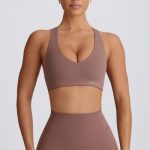 Soft Active V-Neck Sports Bra in Mocha - Image 9