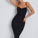 Modal Ruched Layered Midaxi Dress in Black - Image 7