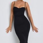 Modal Ruched Layered Midaxi Dress in Black - Image 8