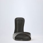 Almond-Toe Heeled Mules in Croc Patent Black - Image 3