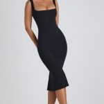 Modal Lace-Trim Midaxi Dress in Black - Image 5