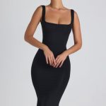 Modal Lace-Trim Midaxi Dress in Black - Image 6