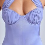 Cross-Neck A-Line Mini Dress in Blue Lavender - Image 4