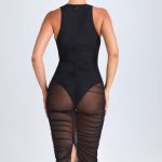 Ruched Plunge Midaxi Dress in Black - Image 2