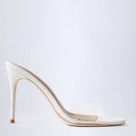 Almond-Toe Heeled Mules in Transparent PVC