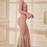Long Sleeve Front Twist Crop Top in Mauve - Image 10