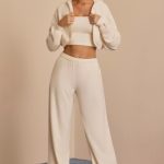 Petite Brushed Jersey Wide-Leg Joggers in Ecru