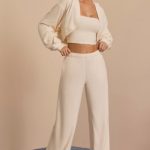 Petite Brushed Jersey Wide-Leg Joggers in Ecru - Image 5