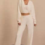 Petite Brushed Jersey Wide-Leg Joggers in Ecru - Image 9