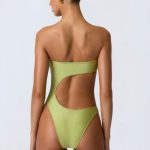 Embellished Cut-Out Bandeau Swimsuit in Pear Green - Image 2