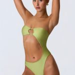Embellished Cut-Out Bandeau Swimsuit in Pear Green - Image 6