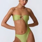Embellished Cut-Out Bandeau Swimsuit in Pear Green - Image 9