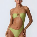 Embellished Cut-Out Bandeau Swimsuit in Pear Green - Image 10