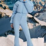 Fleece-Lined Hooded Ski Suit in Ice Blue