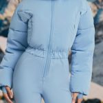 Fleece-Lined Hooded Ski Suit in Ice Blue - Image 4