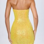 Embellished Bandeau Mini Dress in Buttercup - Image 2