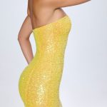 Embellished Bandeau Mini Dress in Buttercup - Image 3