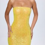 Embellished Bandeau Mini Dress in Buttercup - Image 5