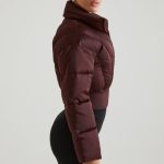 Ribbed Puffer Jacket in Brown - Image 3
