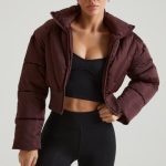 Ribbed Puffer Jacket in Brown - Image 5