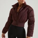 Ribbed Puffer Jacket in Brown - Image 6