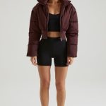 Ribbed Puffer Jacket in Brown - Image 8