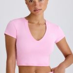 Graphic-Print Cropped T-Shirt in Bubblegum Pink