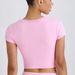 Graphic-Print Cropped T-Shirt in Bubblegum Pink - Image 2
